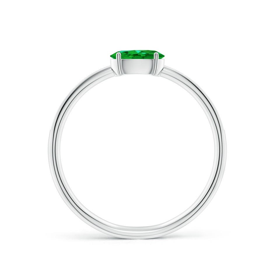 6x4mm AAAA Oval Emerald Off-Centered Solitaire Ring With Diamonds in White Gold side 199