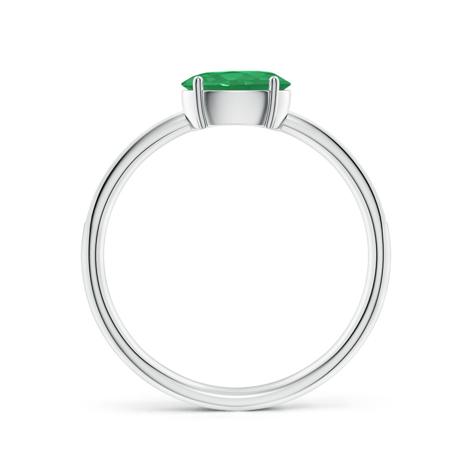7x5mm A Oval Emerald Off-Centered Solitaire Ring With Diamonds in P950 Platinum side 199