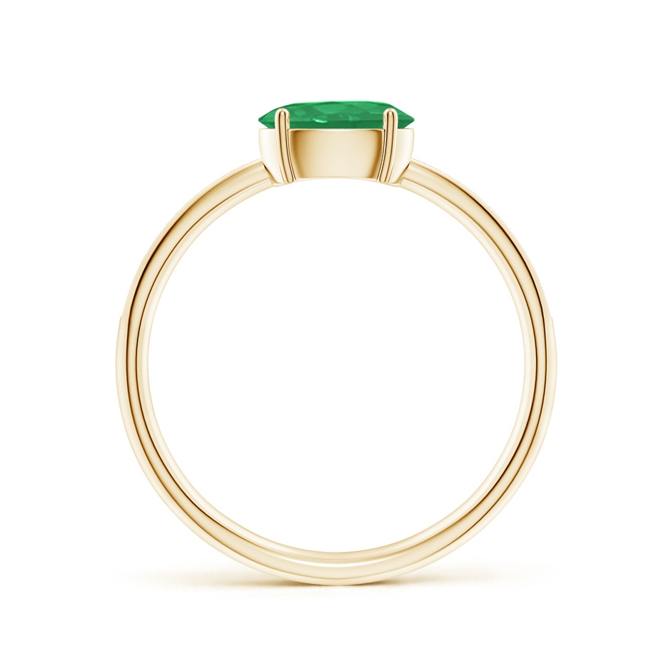 7x5mm A Oval Emerald Off-Centered Solitaire Ring With Diamonds in Yellow Gold side 199