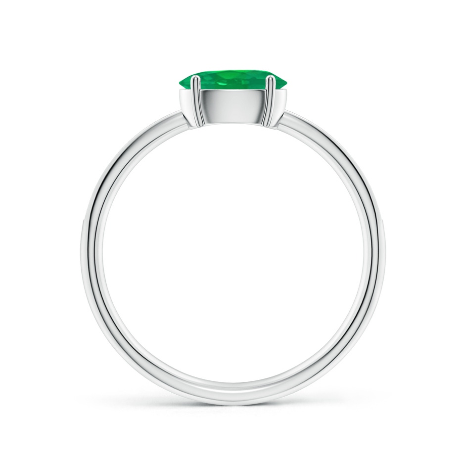 7x5mm AA Oval Emerald Off-Centered Solitaire Ring With Diamonds in P950 Platinum side 199