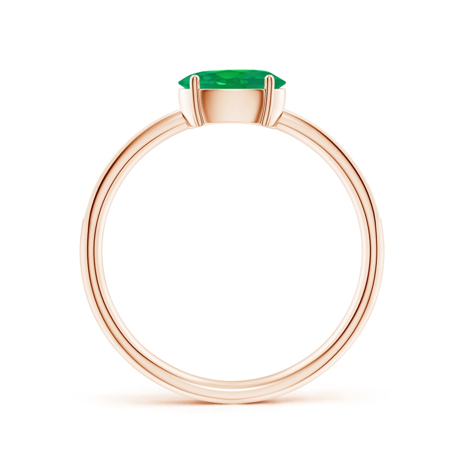 7x5mm AA Oval Emerald Off-Centered Solitaire Ring With Diamonds in Rose Gold side 199