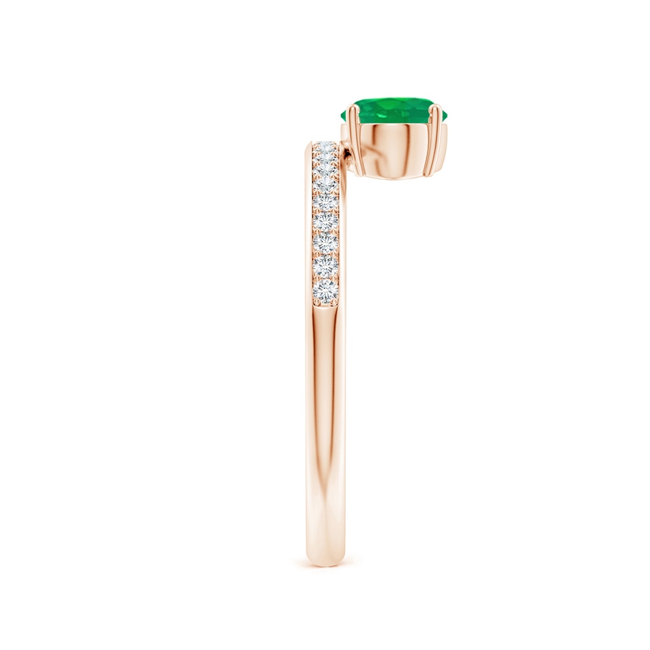7x5mm AA Oval Emerald Off-Centered Solitaire Ring With Diamonds in Rose Gold side 299