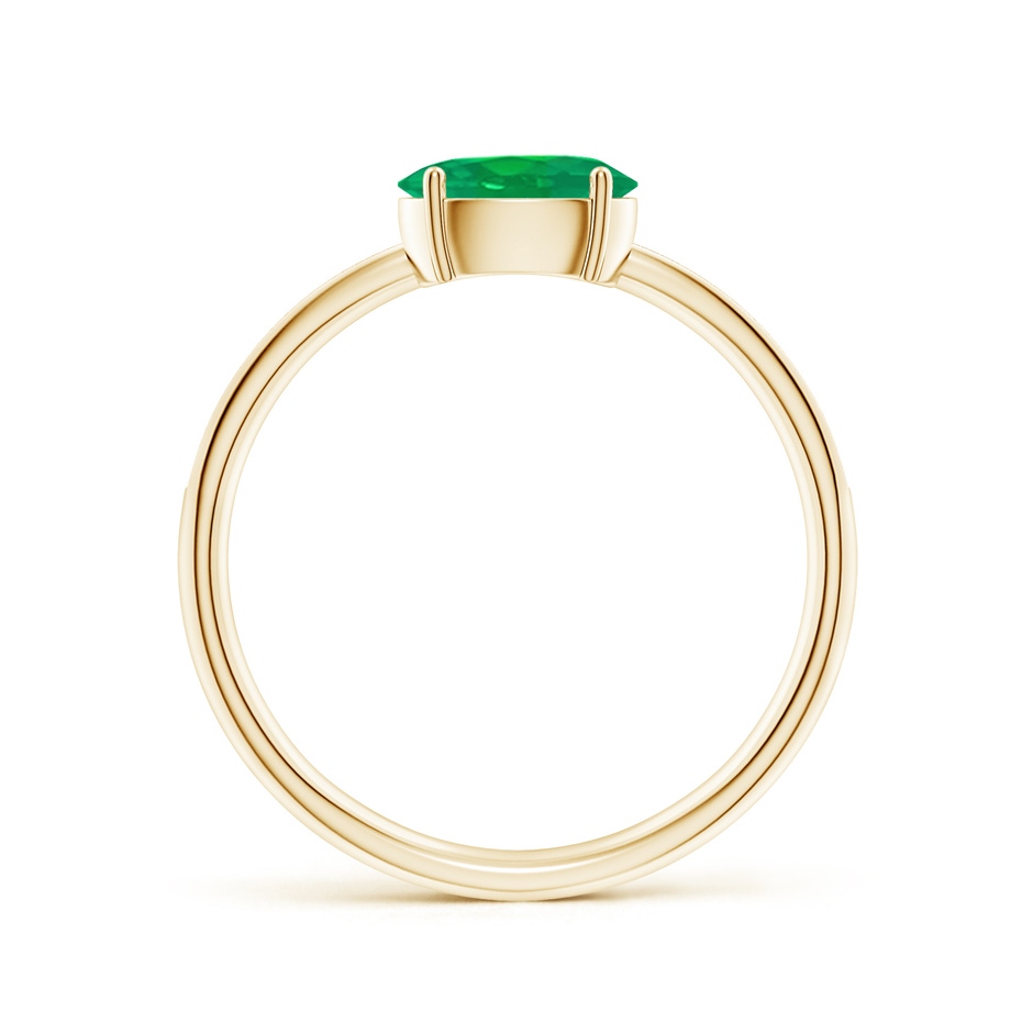 7x5mm AA Oval Emerald Off-Centered Solitaire Ring With Diamonds in Yellow Gold side 199