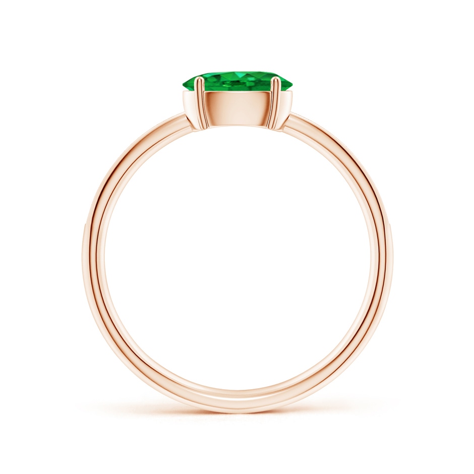 7x5mm AAA Oval Emerald Off-Centered Solitaire Ring With Diamonds in Rose Gold side 199