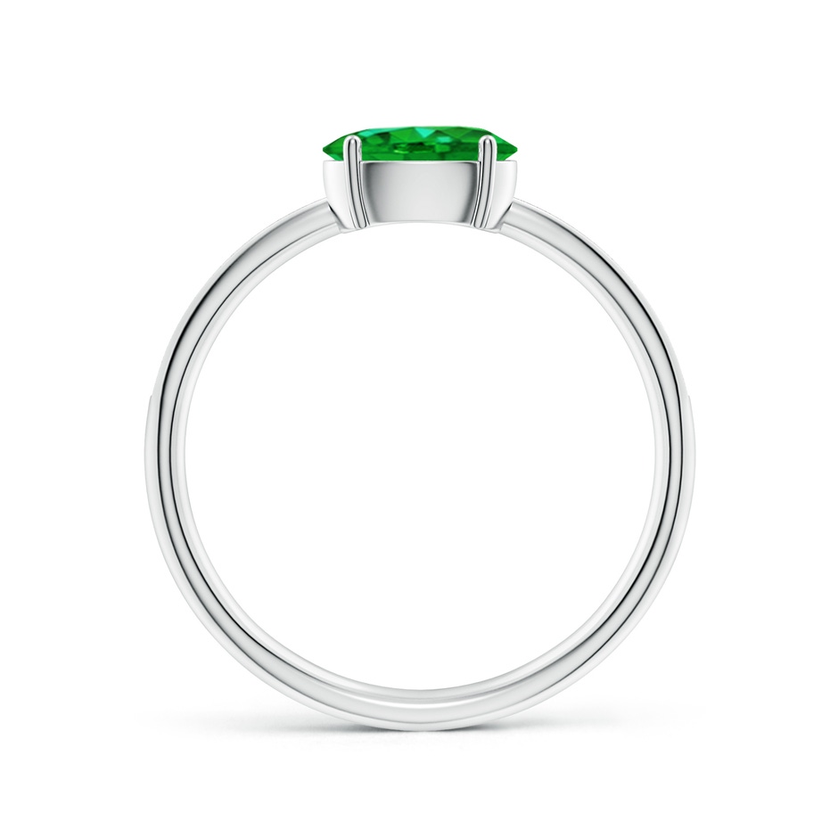 7x5mm Lab-Grown Oval Emerald Off-Centreed Solitaire Ring With Diamonds in White Gold side 199