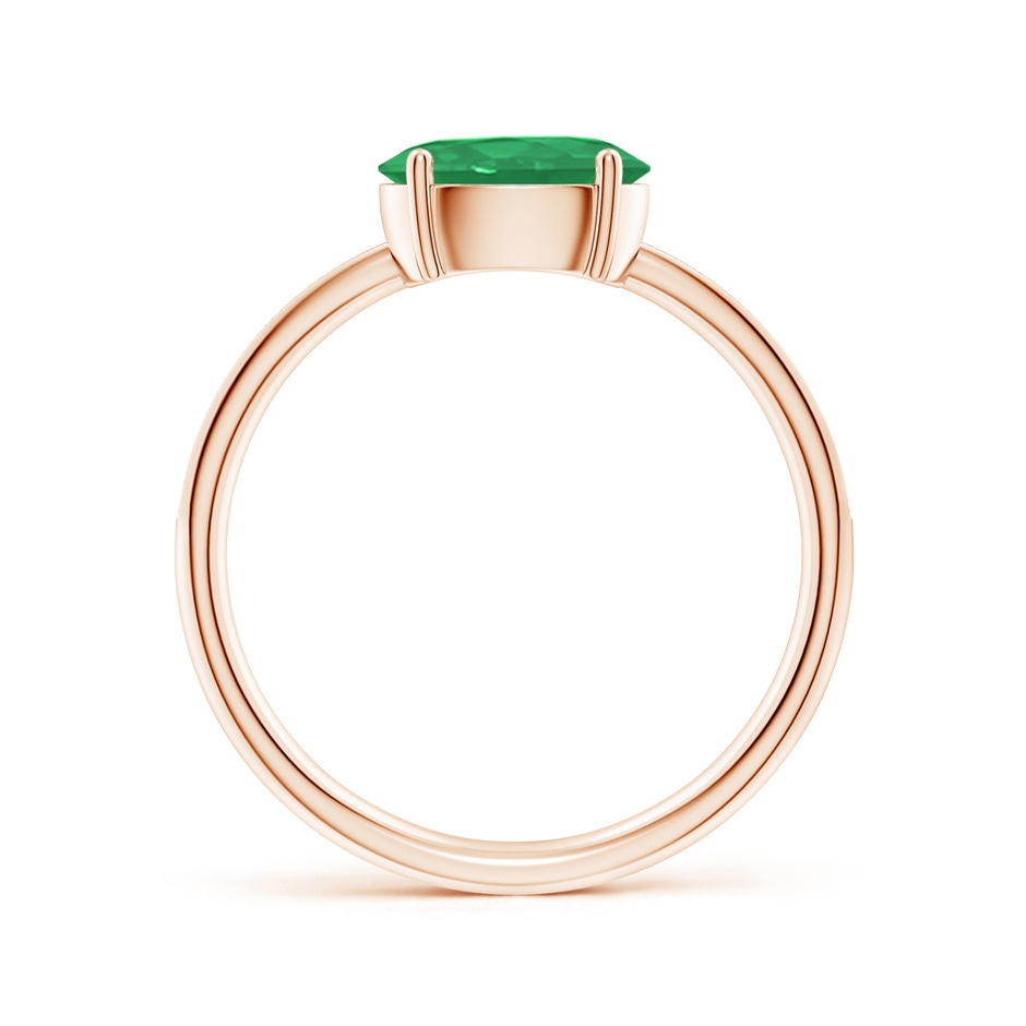 8x6mm A Oval Emerald Off-Centered Solitaire Ring With Diamonds in Rose Gold side 199