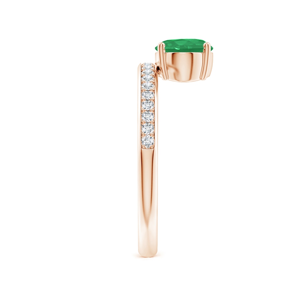 8x6mm A Oval Emerald Off-Centered Solitaire Ring With Diamonds in Rose Gold side 299