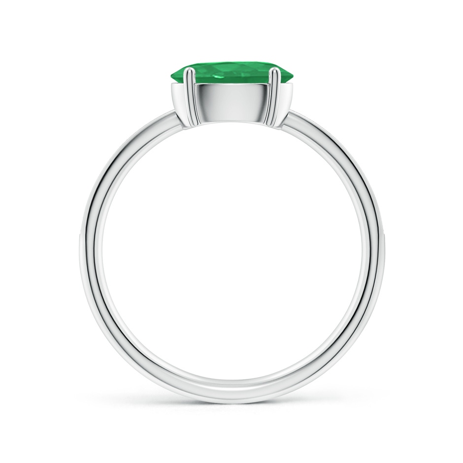 8x6mm A Oval Emerald Off-Centered Solitaire Ring With Diamonds in White Gold side 199