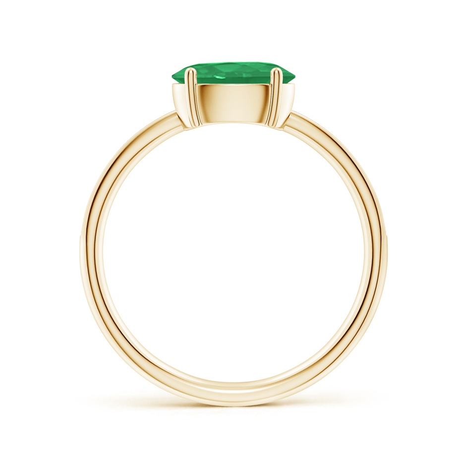 8x6mm A Oval Emerald Off-Centered Solitaire Ring With Diamonds in Yellow Gold side 199