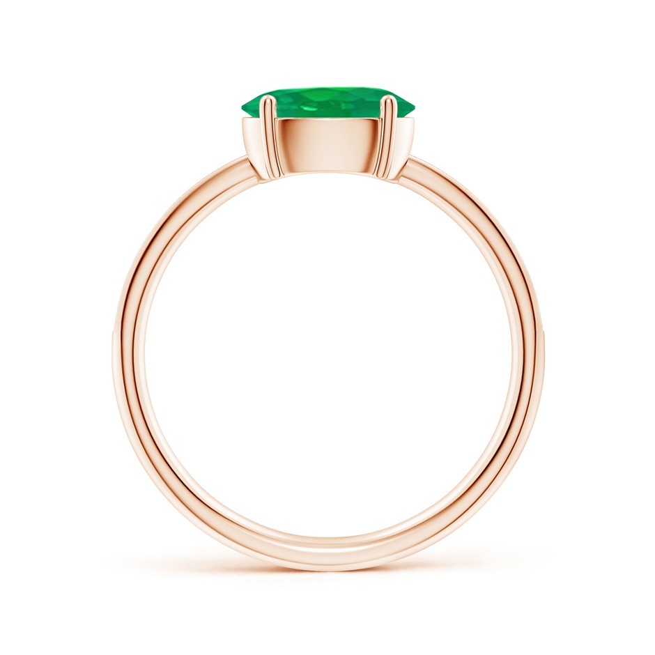 8x6mm AA Oval Emerald Off-Centered Solitaire Ring With Diamonds in Rose Gold side 199