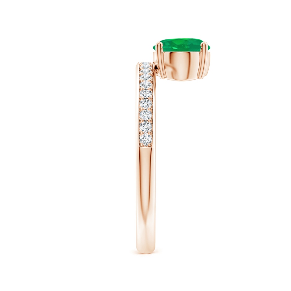 8x6mm AA Oval Emerald Off-Centered Solitaire Ring With Diamonds in Rose Gold side 299