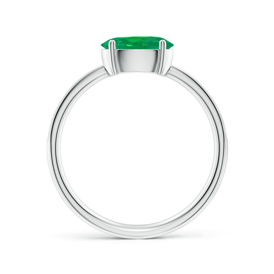 8x6mm AA Oval Emerald Off-Centered Solitaire Ring With Diamonds in White Gold side 199
