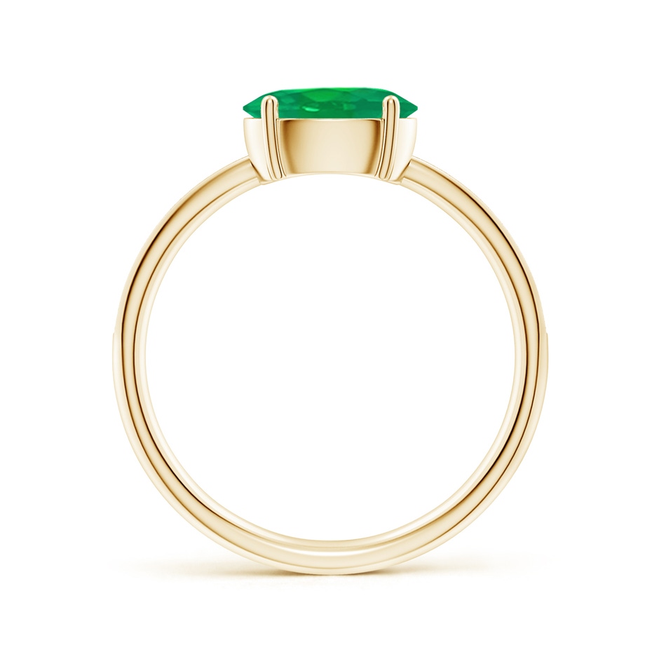 8x6mm AA Oval Emerald Off-Centreed Solitaire Ring With Diamonds in Yellow Gold side 199