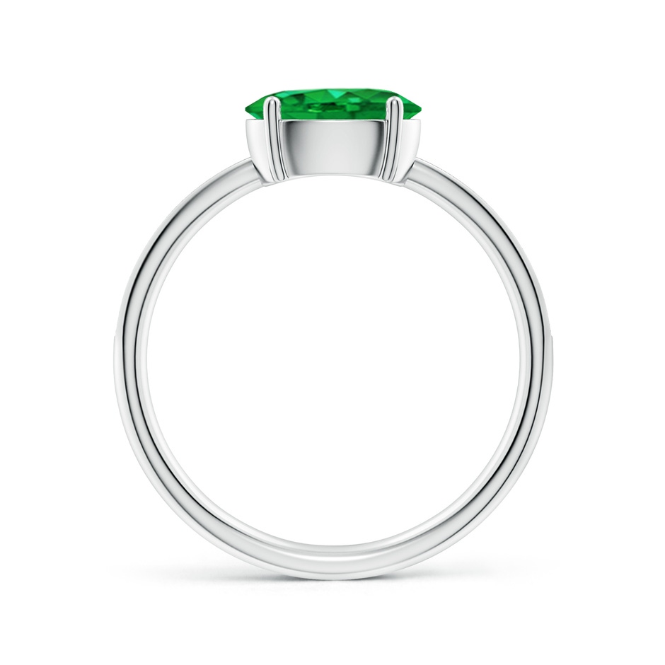 8x6mm AAA Oval Emerald Off-Centered Solitaire Ring With Diamonds in P950 Platinum side 199