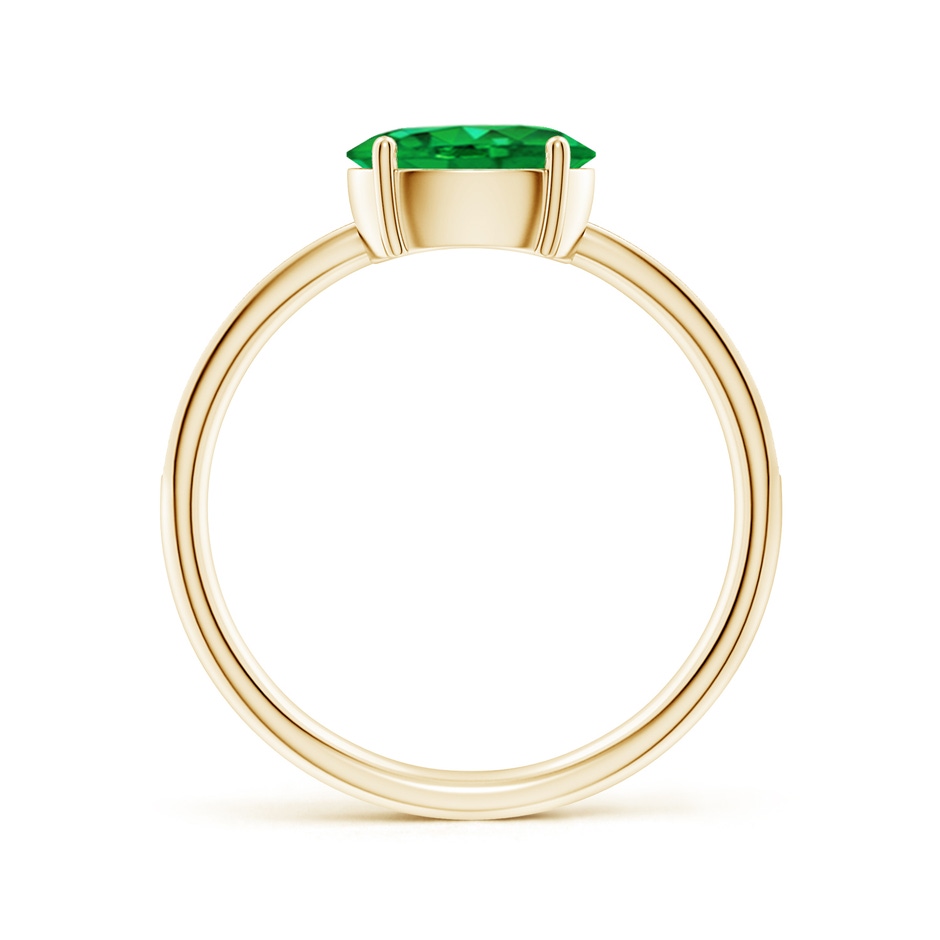 8x6mm AAA Oval Emerald Off-Centered Solitaire Ring With Diamonds in Yellow Gold side 199