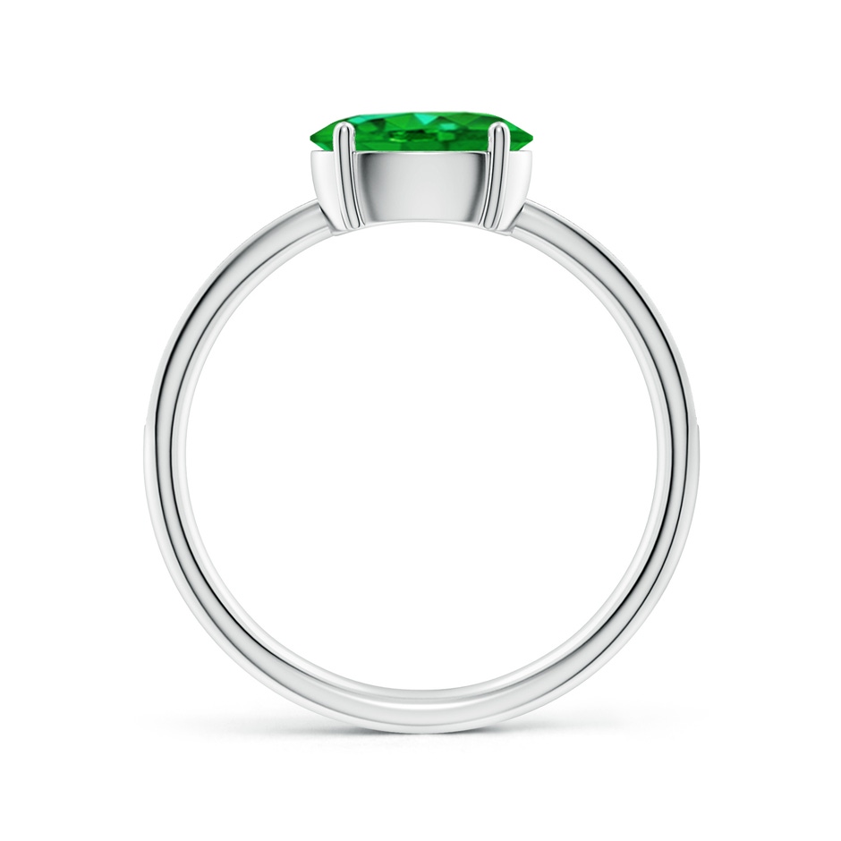 8x6mm AAAA Oval Emerald Off-Centered Solitaire Ring With Diamonds in P950 Platinum side 199