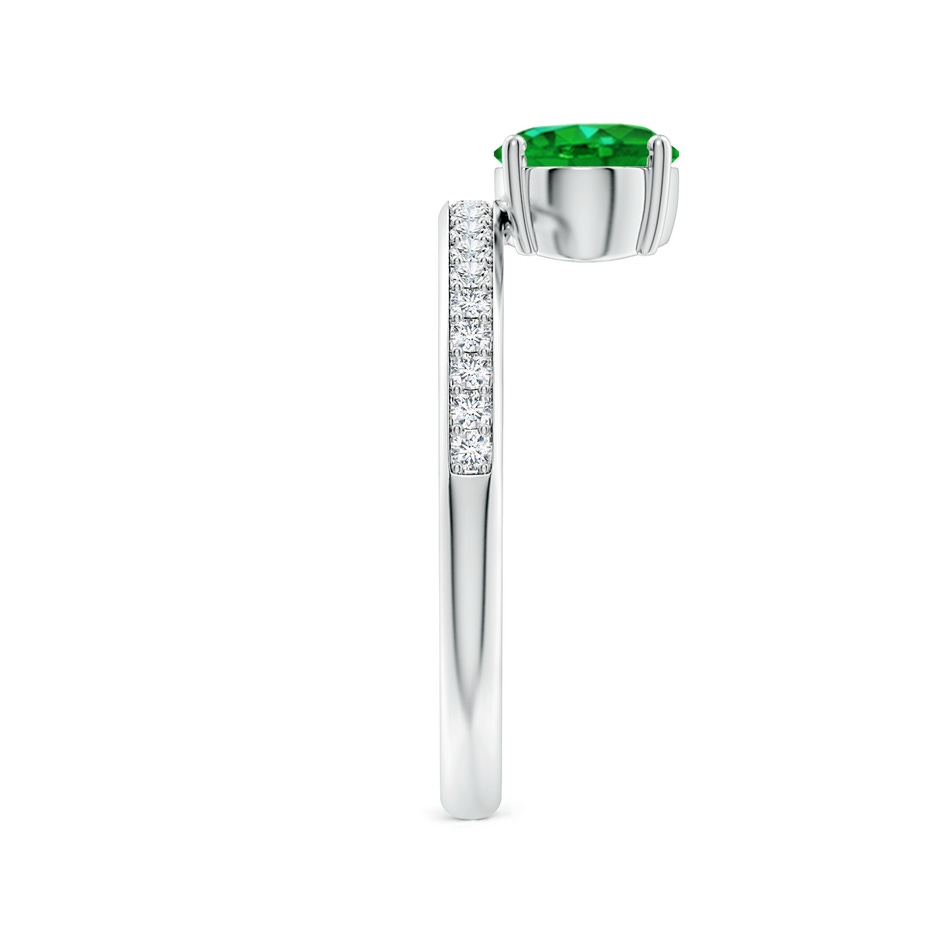 8x6mm AAAA Oval Emerald Off-Centered Solitaire Ring With Diamonds in P950 Platinum side 299