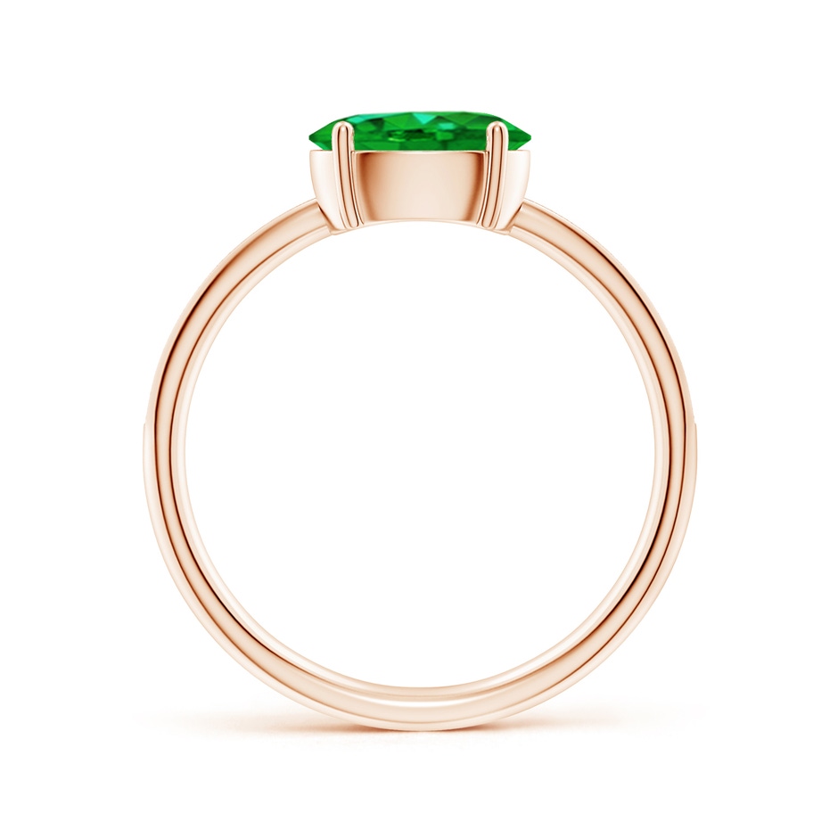 8x6mm AAAA Oval Emerald Off-Centered Solitaire Ring With Diamonds in Rose Gold side 199