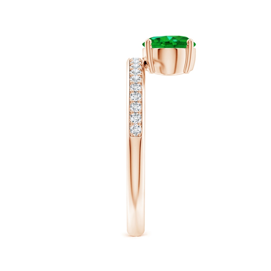 8x6mm AAAA Oval Emerald Off-Centered Solitaire Ring With Diamonds in Rose Gold side 299