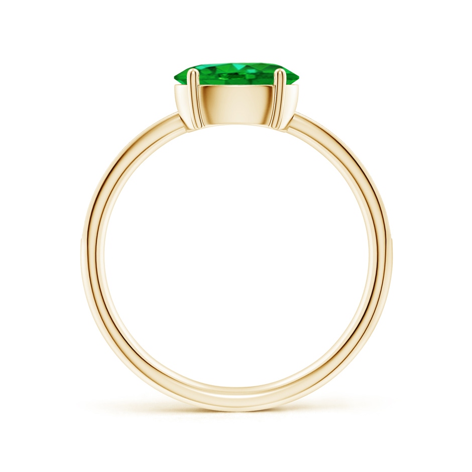 8x6mm AAAA Oval Emerald Off-Centered Solitaire Ring With Diamonds in Yellow Gold side 199