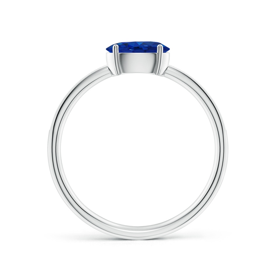 7x5mm AAA Oval Blue Sapphire Off-Centreed Solitaire Ring With Diamonds in White Gold side 199