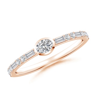 4x3mm HSI2 East-West Oval Diamond Solitaire Ring in 9K Rose Gold