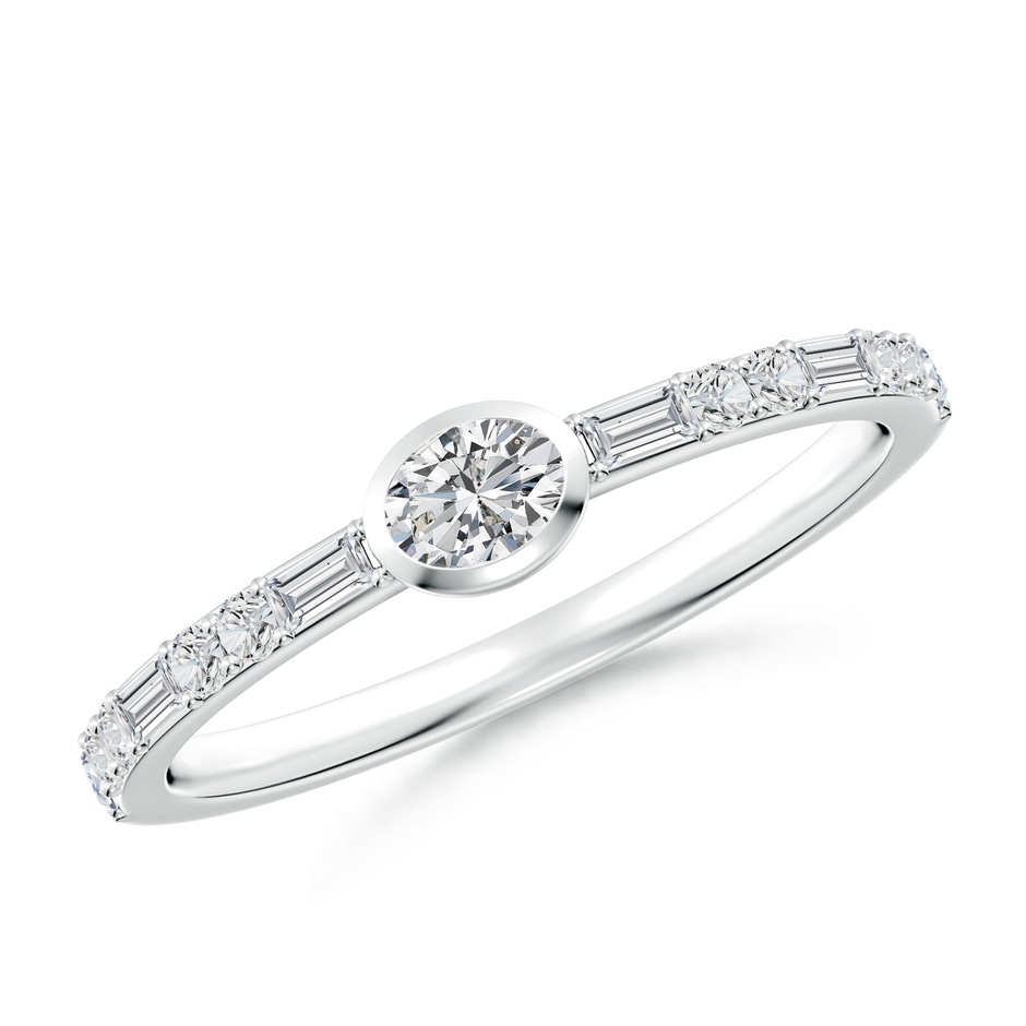 4x3mm HSI2 East-West Oval Diamond Solitaire Ring in White Gold 