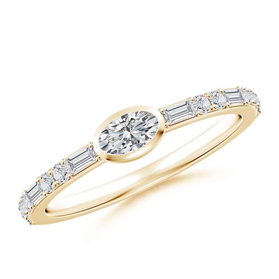 5x3mm HSI2 East-West Oval Diamond Solitaire Ring in Yellow Gold 