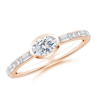 6x4mm GVS2 East-West Oval Diamond Solitaire Ring in 9K Rose Gold