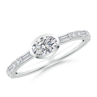 6x4mm HSI2 East-West Oval Diamond Solitaire Ring in S999 Silver