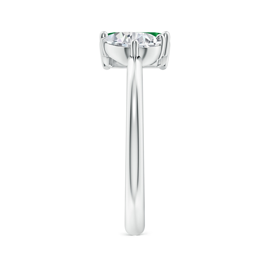 7x5mm AAA Classic Two-Stone Emerald-Cut Emerald & Pear Diamond Ring in White Gold Side 299