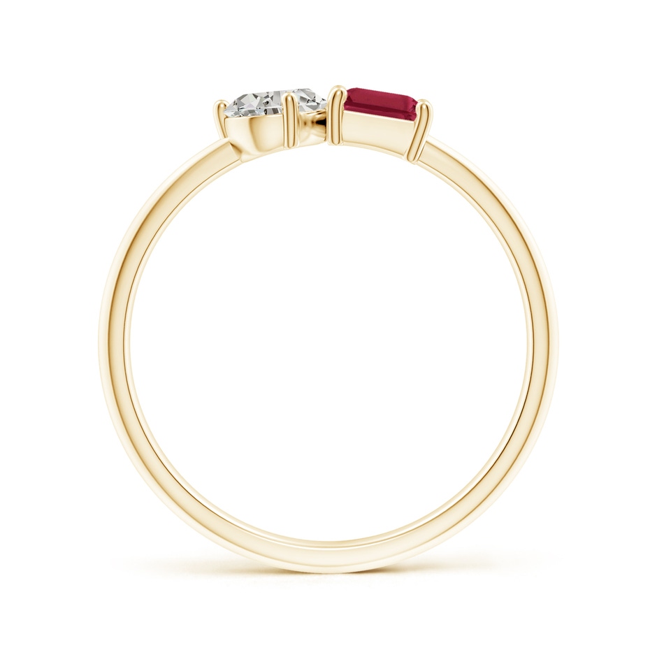 6x4mm A Classic Two-Stone Emerald-Cut Ruby & Pear Diamond Ring in 9K Yellow Gold side 199