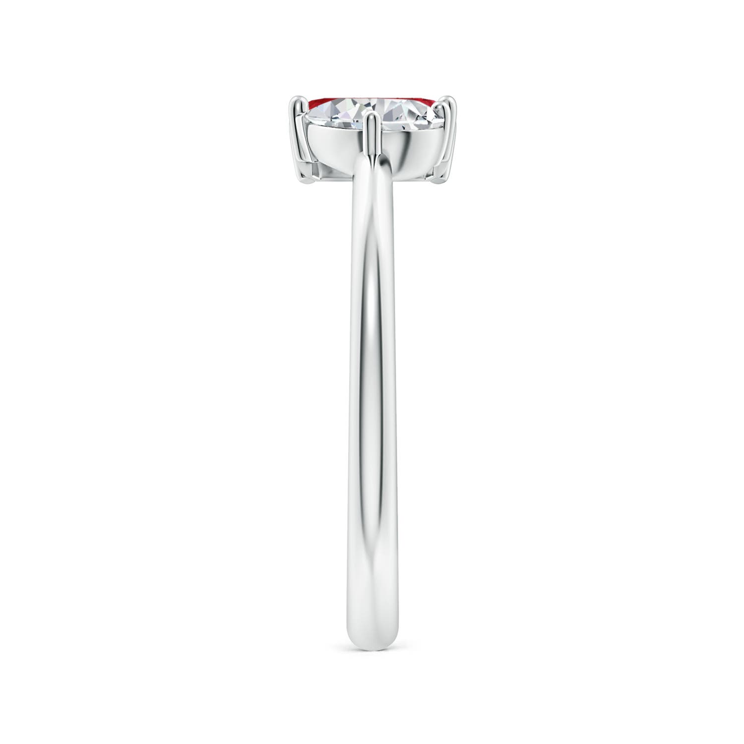 6x4mm AAA Classic Two-Stone Emerald-Cut Ruby & Pear Diamond Ring in White Gold - side 3