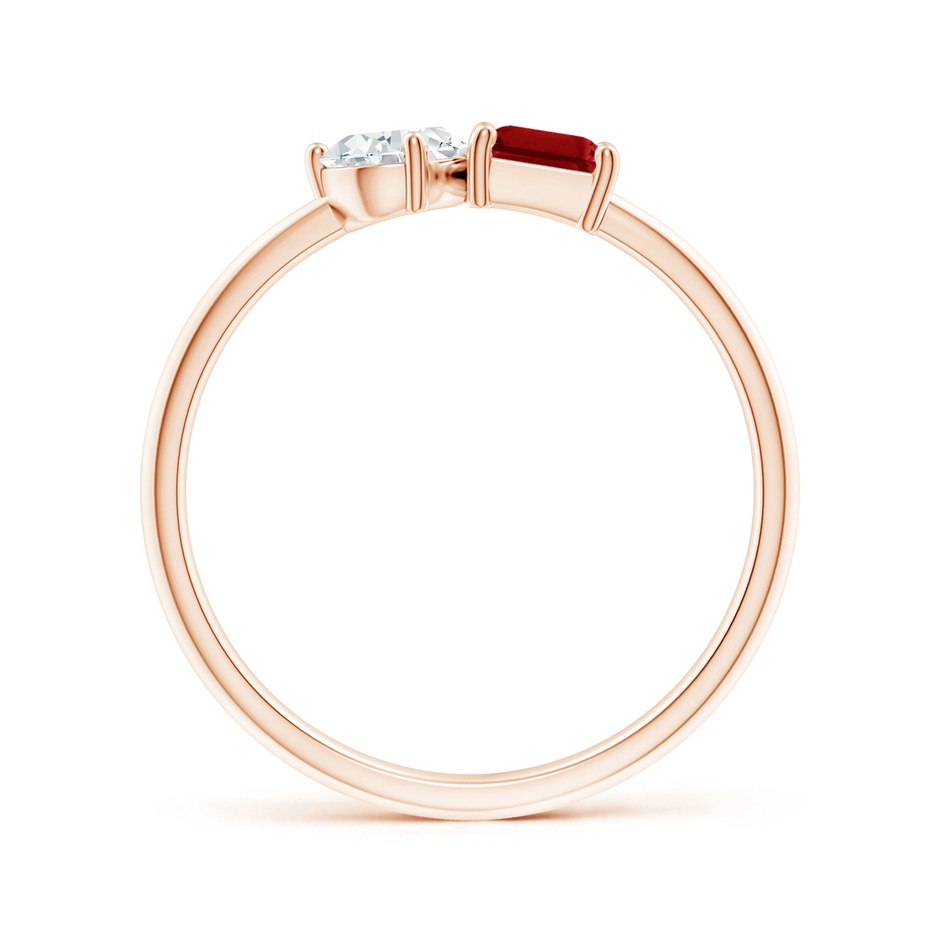 6x4mm Lab-Grown Classic Two-Stone Emerald-Cut Ruby & Pear Diamond Ring in Rose Gold side 199
