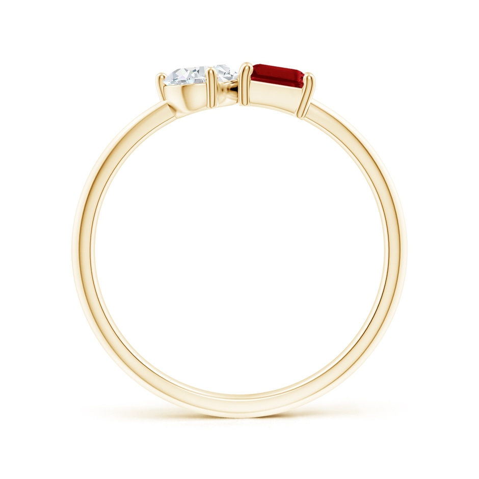 6x4mm Lab-Grown Classic Two-Stone Emerald-Cut Ruby & Pear Diamond Ring in Yellow Gold side 199