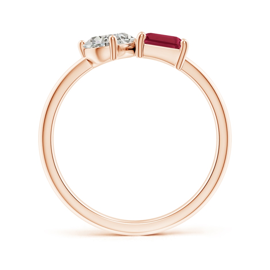 7x5mm A Classic Two-Stone Emerald-Cut Ruby & Pear Diamond Ring in Rose Gold side 199