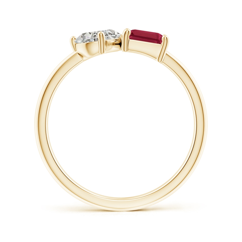 7x5mm A Classic Two-Stone Emerald-Cut Ruby & Pear Diamond Ring in Yellow Gold side 199