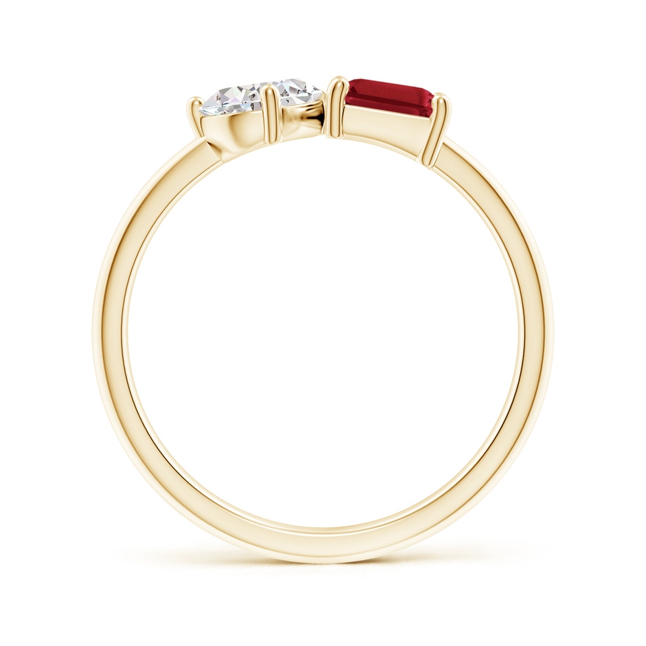 7x5mm AA Classic Two-Stone Emerald-Cut Ruby & Pear Diamond Ring in Yellow Gold side 199