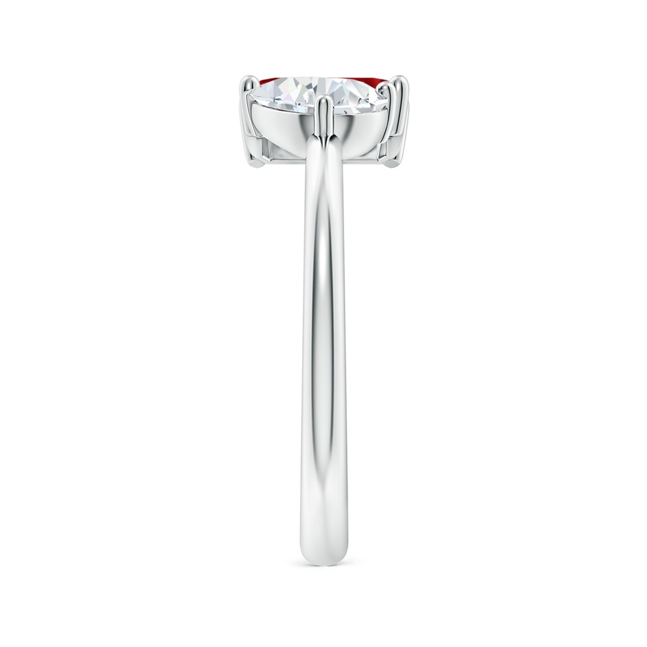 7x5mm AAAA Classic Two-Stone Emerald-Cut Ruby & Pear Diamond Ring in P950 Platinum side 299