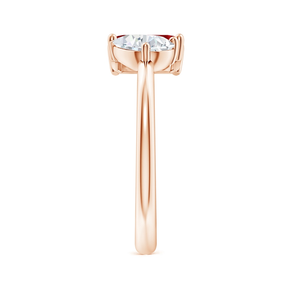 7x5mm AAAA Classic Two-Stone Emerald-Cut Ruby & Pear Diamond Ring in Rose Gold side 299