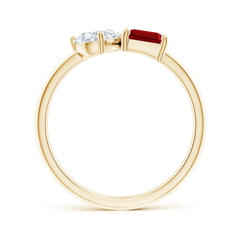 7x5mm Lab-Grown Classic Two-Stone Emerald-Cut Ruby & Pear Diamond Ring in Yellow Gold side 199