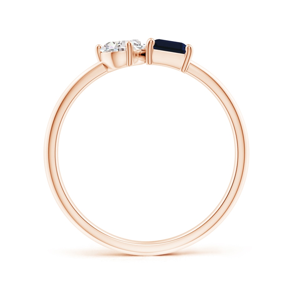 6x4mm AA Classic Two-Stone Emerald-Cut Blue Sapphire & Pear Diamond Ring in 9K Rose Gold side 199