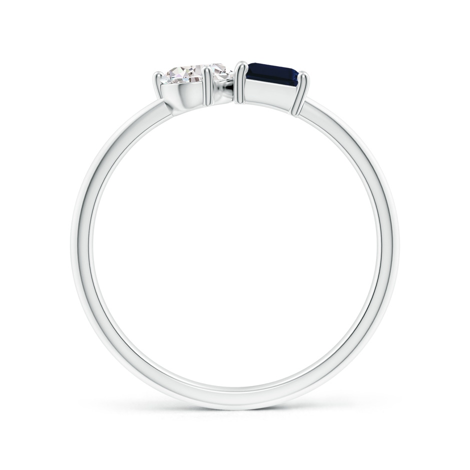 6x4mm AA Classic Two-Stone Emerald-Cut Blue Sapphire & Pear Diamond Ring in P950 Platinum side 199