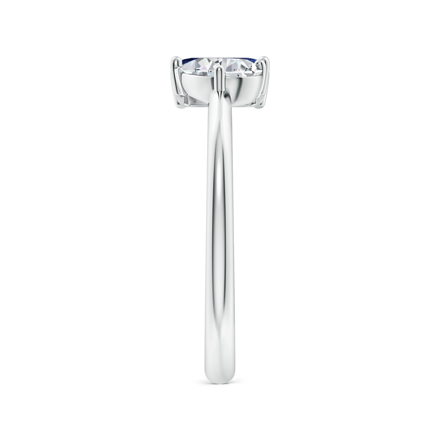 6x4mm AAA Classic Two-Stone Emerald-Cut Blue Sapphire & Pear Diamond Ring in White Gold - side 3