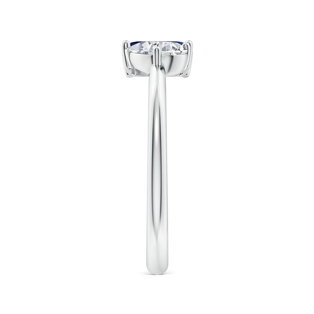 6x4mm AAA Classic Two-Stone Emerald-Cut Blue Sapphire & Pear Diamond Ring in White Gold - side 3