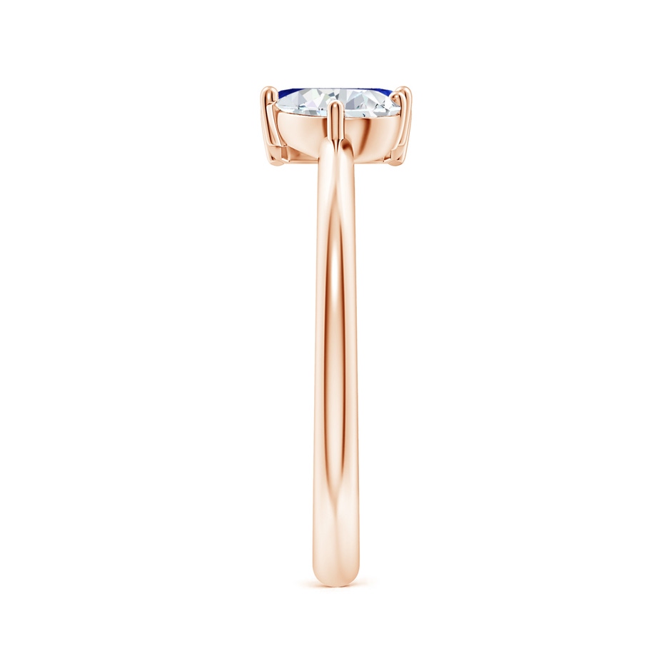 6x4mm AAAA Classic Two-Stone Emerald-Cut Blue Sapphire & Pear Diamond Ring in Rose Gold side 299