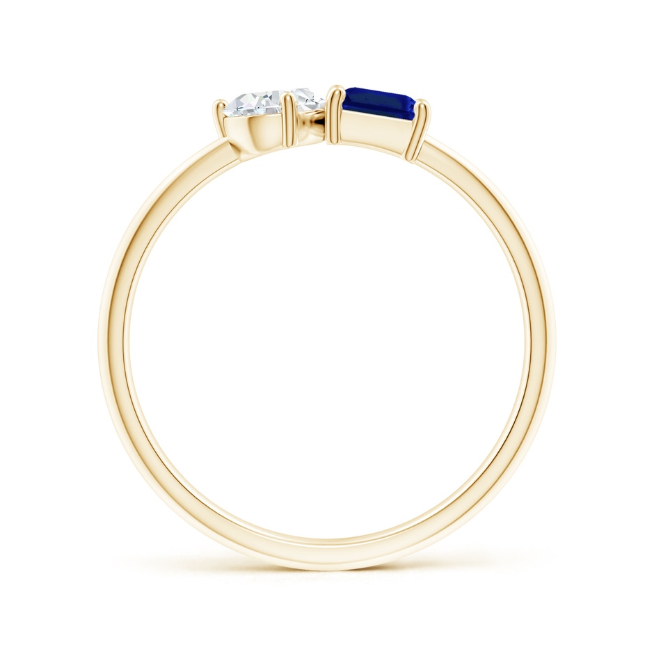 6x4mm Lab-Grown Classic Two-Stone Emerald-Cut Blue Sapphire & Pear Diamond Ring in Yellow Gold side 199
