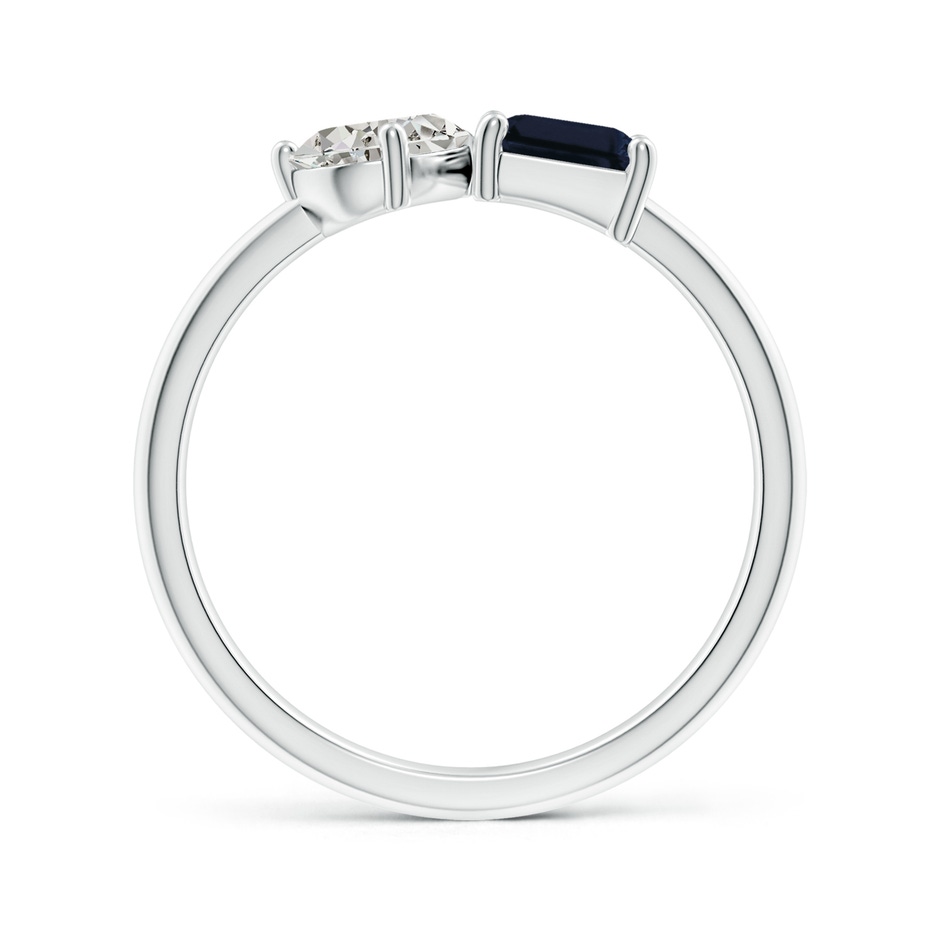 7x5mm A Classic Two-Stone Emerald-Cut Blue Sapphire & Pear Diamond Ring in P950 Platinum side 199