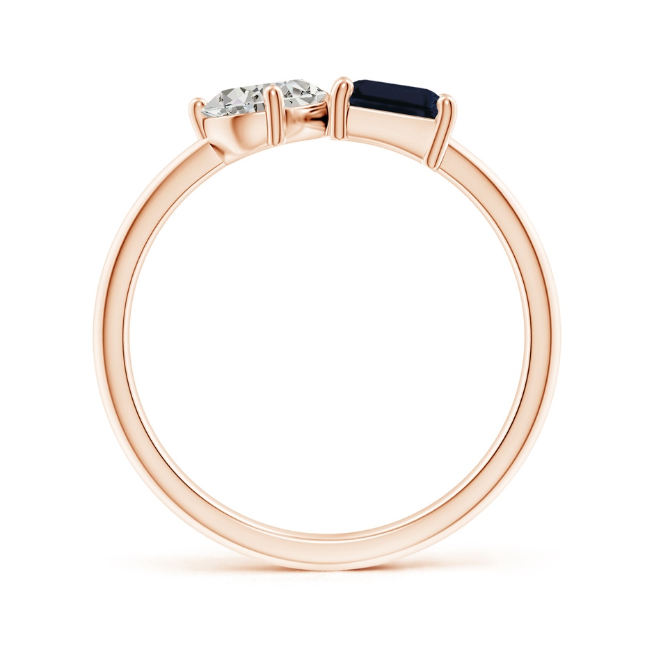 7x5mm A Classic Two-Stone Emerald-Cut Blue Sapphire & Pear Diamond Ring in Rose Gold side 199