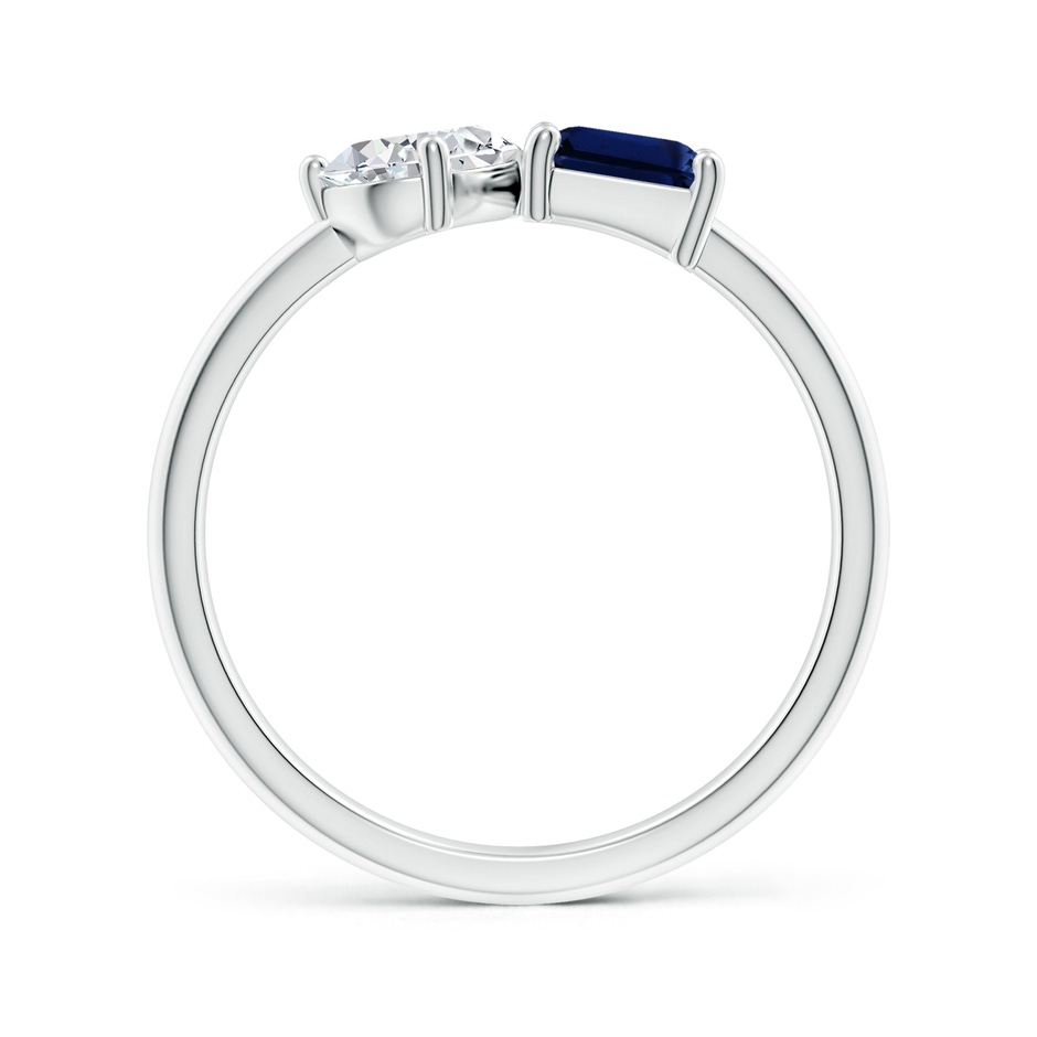 7x5mm AAA Classic Two-Stone Emerald-Cut Blue Sapphire & Pear Diamond Ring in P950 Platinum side 199